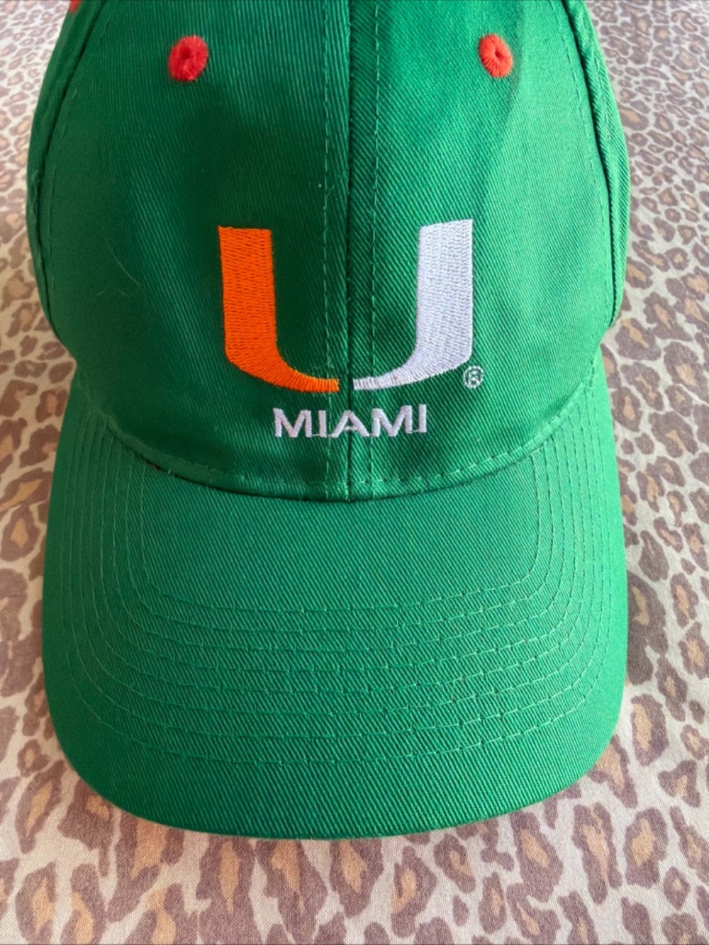 Vintage Miami Hurricanes Snapback Hat Green Orange Underbrim 90s The U NCAA NWOT